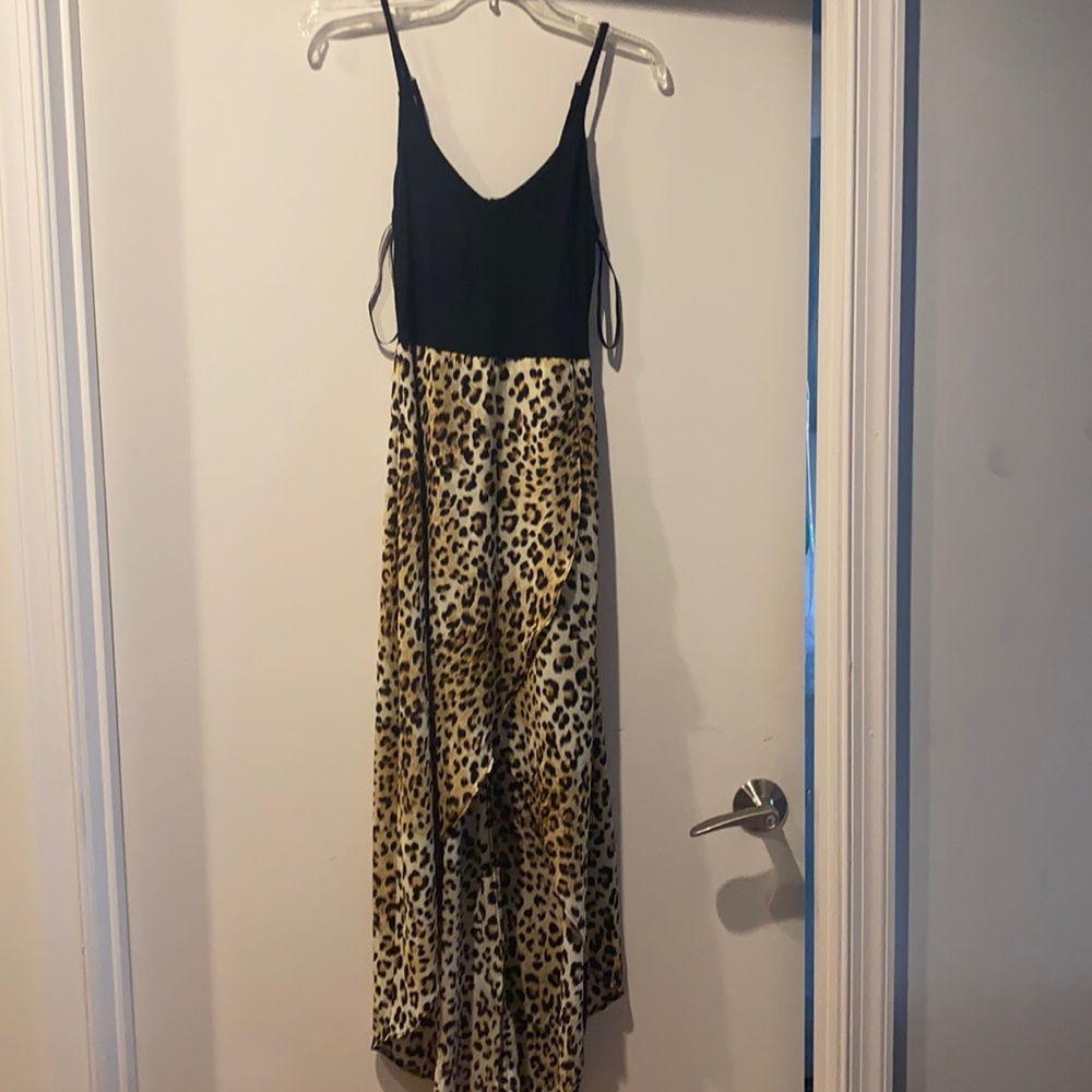 Cheetah print high low midi dress